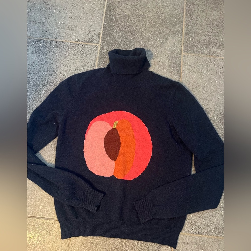 Paul Smith Cashmere Turtleneck Sweater with Pink and Coral Graphic